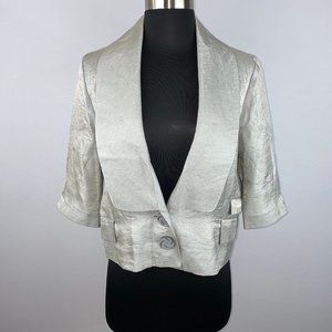 Tulle L Slight Cropped Button Front Blazer Lined